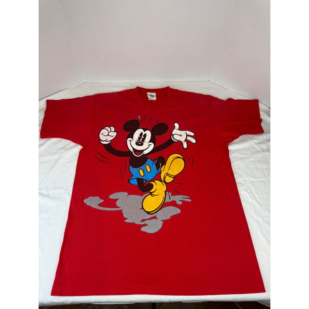 Vintage Mickey & Co Disney T-Shirt Red Mickey Mouse Graphic One Size USA Made